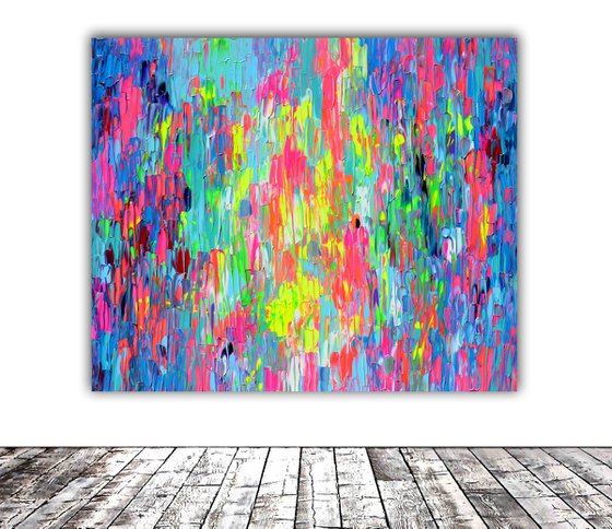 47x40'' Large Ready to Hang Abstract Painting - XXXL Huge Colourful Modern Abstract Big Painting, Large Colorful Painting - Ready to Hang, Hotel and Restaurant Wall Decoration, Happy Gypsy Dance 1
