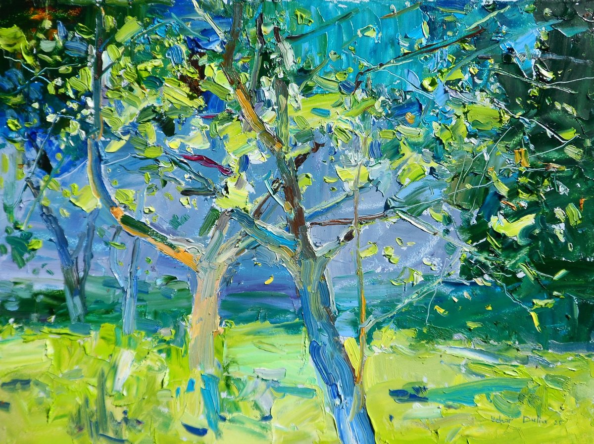 Impressionistic Botanical Oil Painting By Yehor Dulin, 16 X 12", " Gardens Of Yehor", Original Artwork