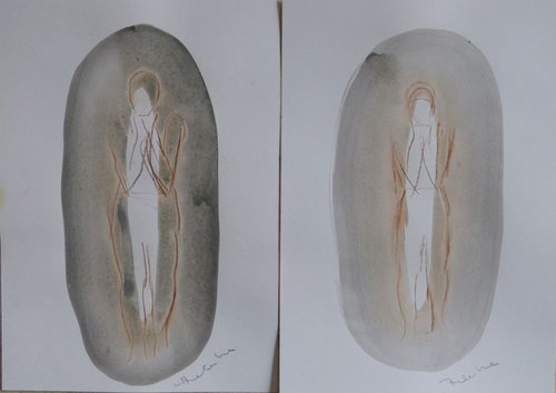 Two sketches - The Woman, 21x29 cm by Frederic Belaubre