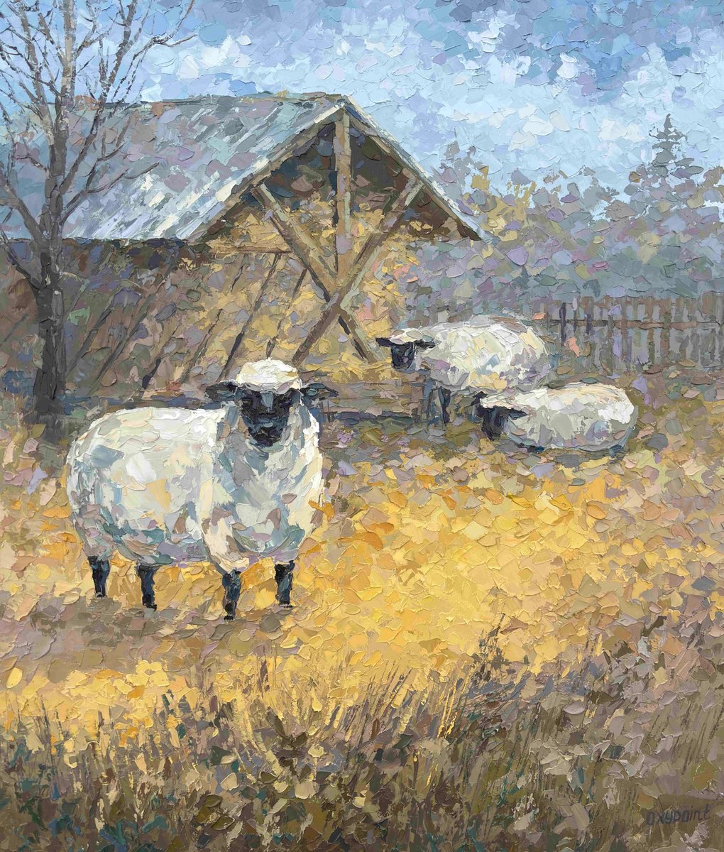 Three Sheep By Oxypoint, 24 X 28, Artwork For Sale On Artfinder