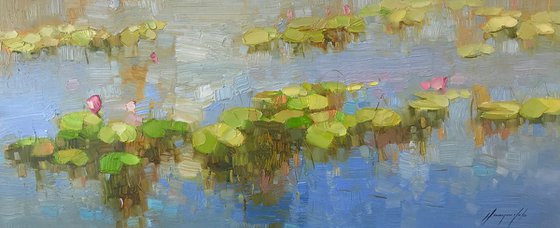 Waterlilies, Original oil Painting, Impressionism, Handmade artwork, One of a Kind