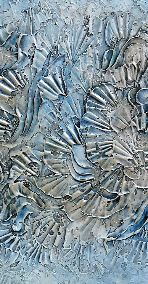 OCEAN BREEZE. Abstract Blue, Gray, Silver Coastal Art by Sveta Osborne