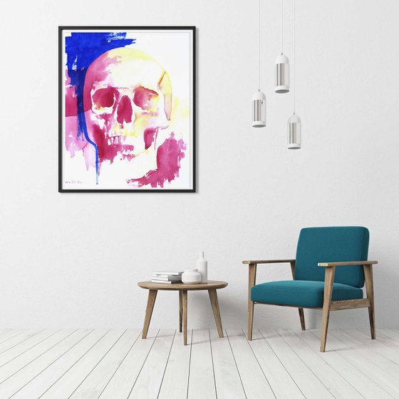 Skull in Violet and Yellow