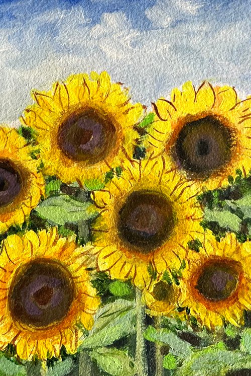 Sunflowers on handmade paper by Amita Dand