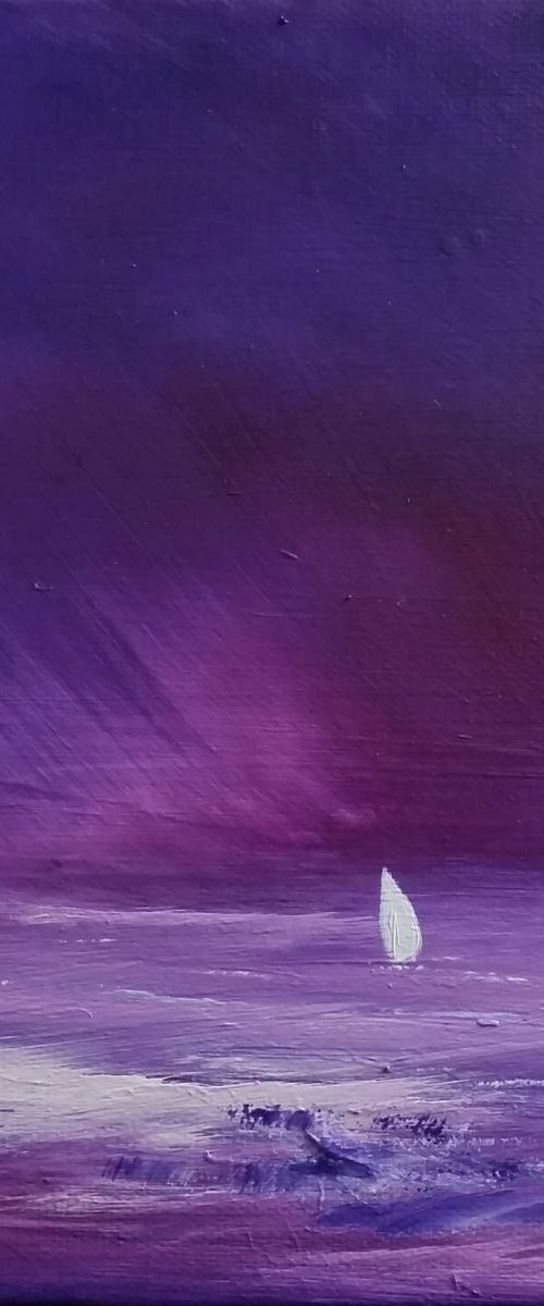 Sailing Solo - Purple Seascape by Mel Graham