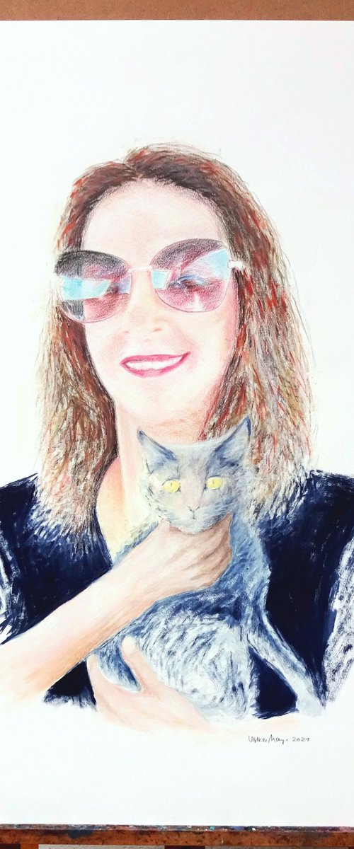 Woman With Cat by Volker Mayr