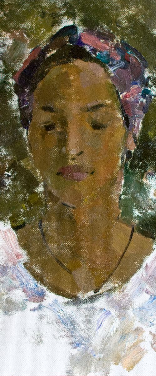 "The Portrait of Gayane Avetisyan". Oil on carton. 62/47cm. by Igor (Krapar) Shcherbakov