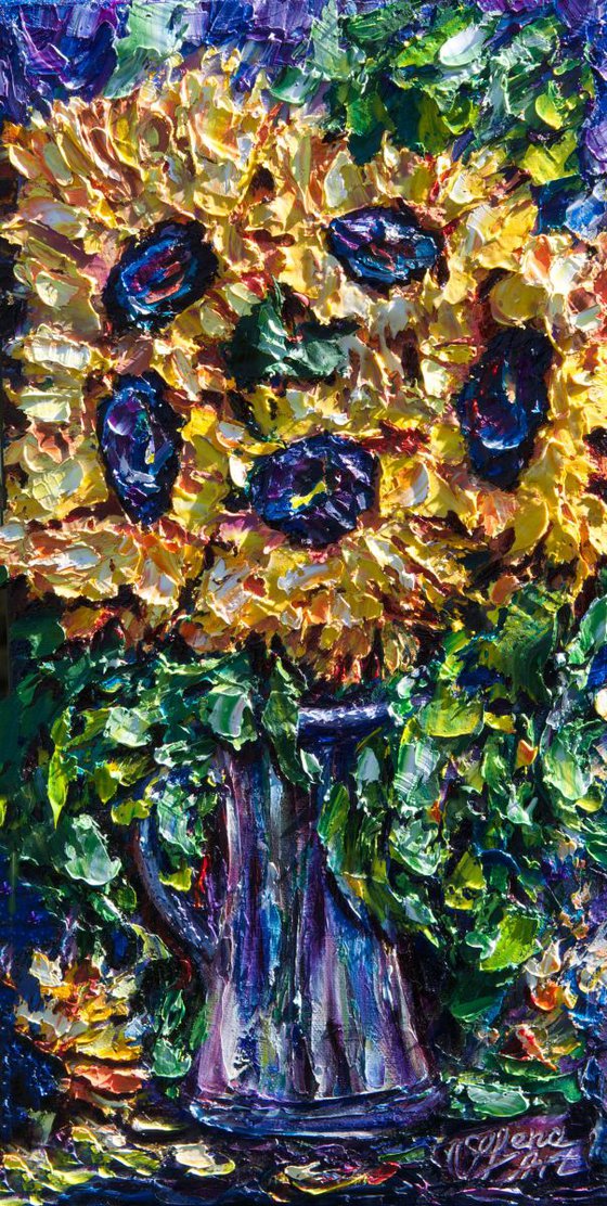 Bouquet of Sunflowers (Impasto Palette Knife)