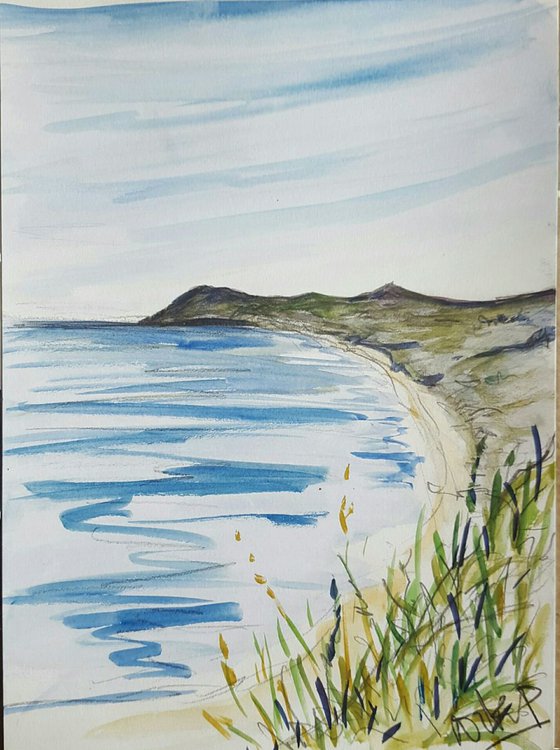 Kiliney Bay, Dublin Ireland - a Watercolour and Pencil study