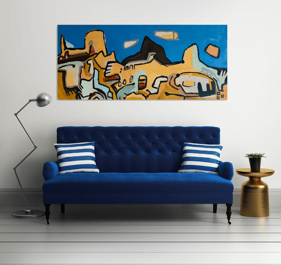 Landscape painting. View of the hills