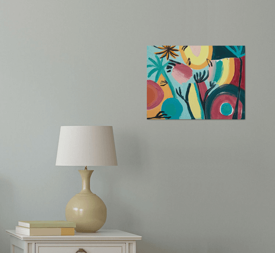Tropical Jungle Abstract Oil Painting