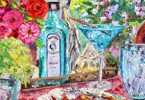 Sunlit Sapphire And Zinnias