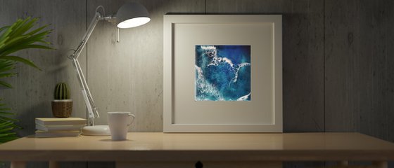 Watercolor deep sea - original seascape artwork, realistic waves
