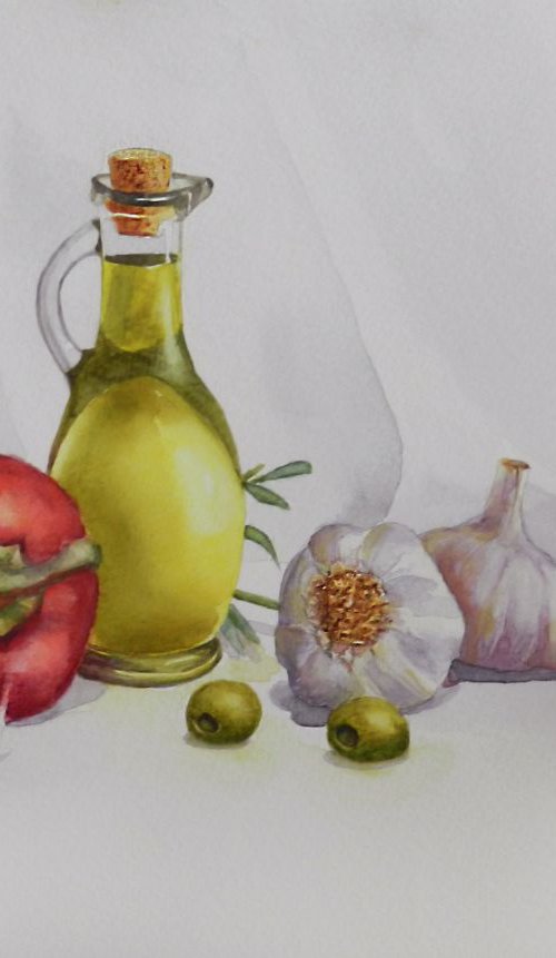 Olive oil and bell pepper by Yafit Moshensky