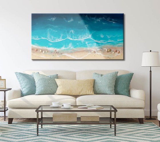 Serenity Beach - Resin on wood