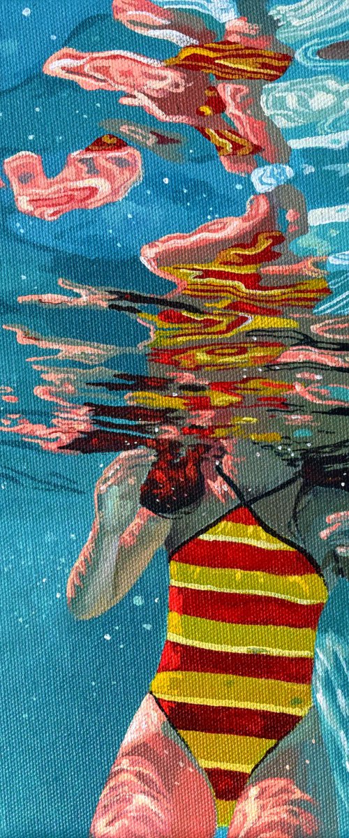 Underneath LVXIII - Miniature swimming painting by Abi Whitlock
