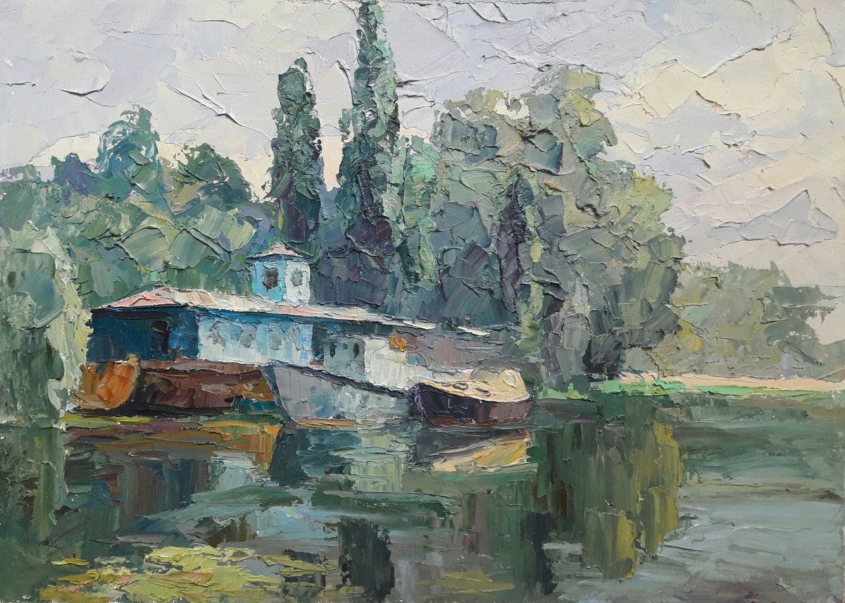 Oil painting On the Dnieper nSerb238 by Boris Serdyuk