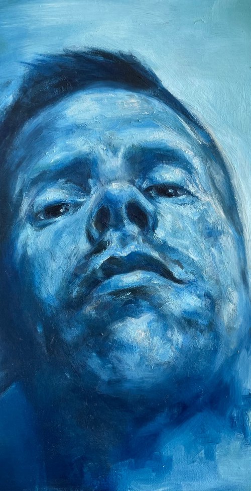 Blue self-portrait by Tamas Szikszay