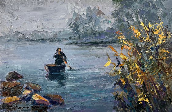 On a Boat in the Middle of the River