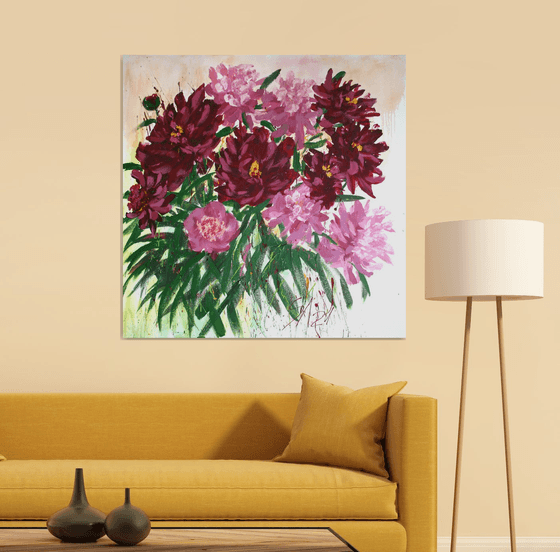 Peonies I /  ORIGINAL ACRYLIC PAINTING