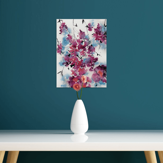 Pink flowers painting