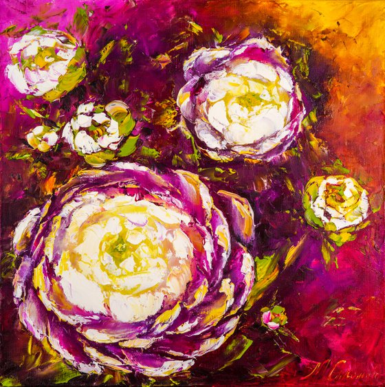 BRIGHT PEONY BUDS - Bright peonies. Abstract flowers. Plum buds. Interesting background. Nature. Flower garden.