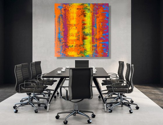 Happy Feeling - XL LARGE,  ABSTRACT ART – EXPRESSIONS OF ENERGY AND LIGHT. READY TO HANG!