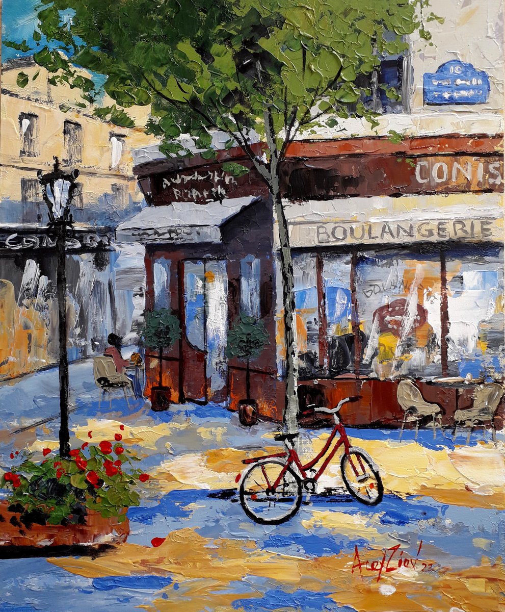 Parisian cafe. Urban landscape. by Alexander Zhilyaev