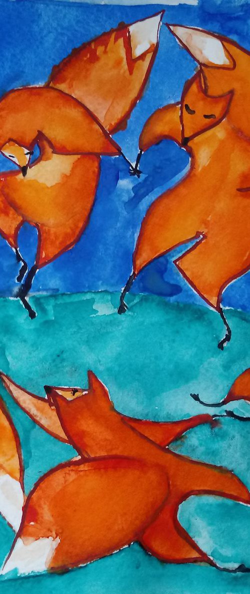 Foxes' dance by Jelena Nova