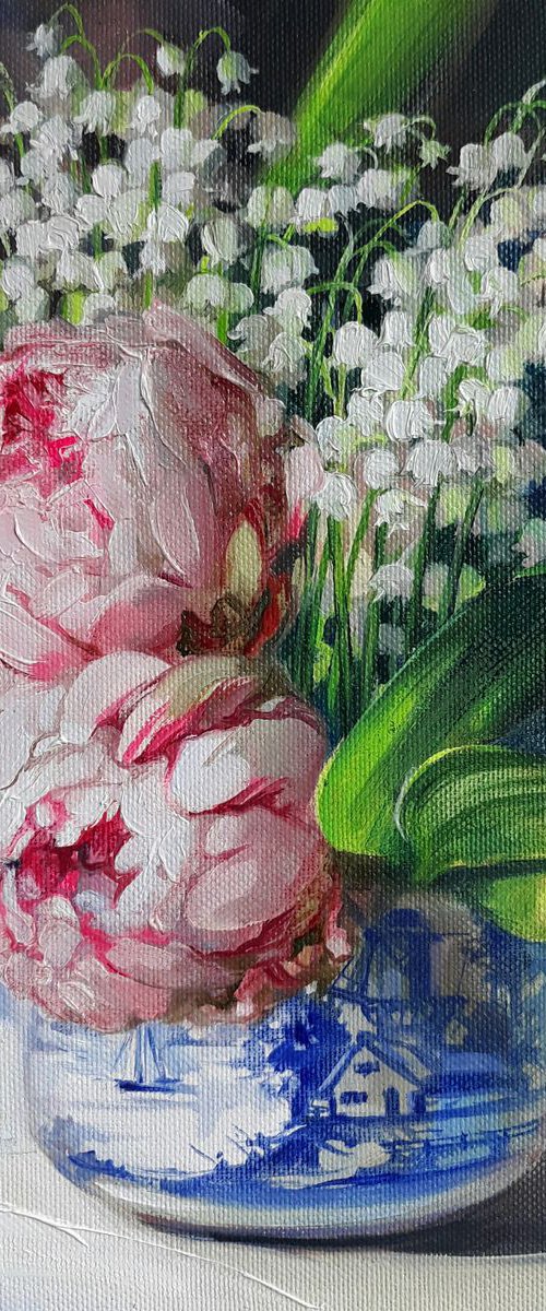 Lily of the valley and peonies by Nataly Derevyanko