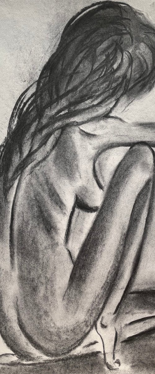 Nude Charcoal Art by Halyna Kirichenko