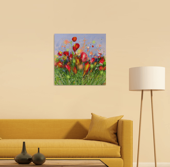 23.6" Poppies at Sunset, Abstract Flowers