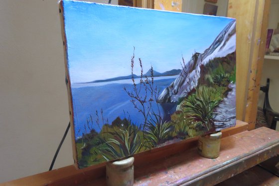 The Coastal Path, Seascape, Original Oil Painting by Anne Zamo