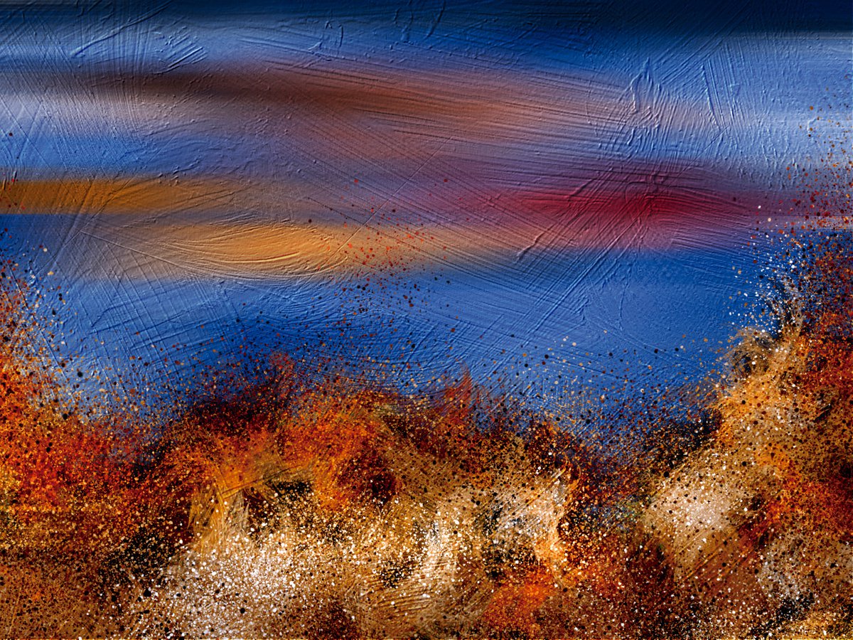 Abstract Landscape Print By Javier Diaz, 79 X 60, Horizontes Dispersos 4/Xl Large Original Artwork, Original Artwork