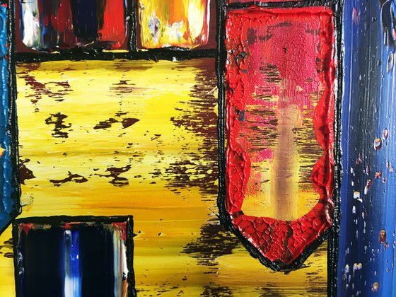 "We Can Do It" - Save As Series + FREE USA SHIPPING - Original Xt Large PMS Abstract Triptych Oil Paintings On Recycled Wood - 108" x 40"