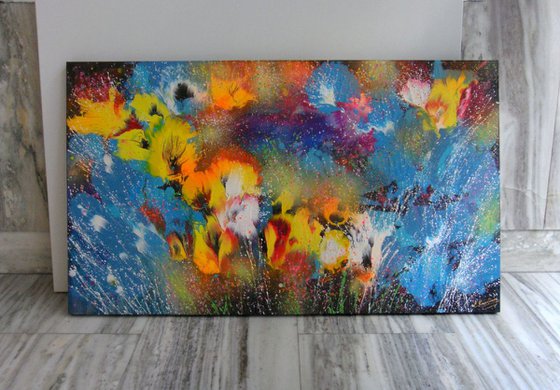 "Abstract flowers" Large Acrylic Painting