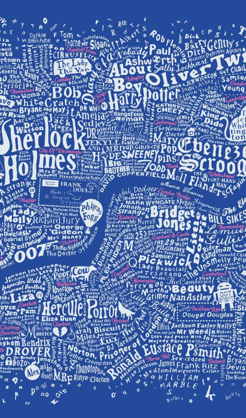 LITERARY LONDON MAP (Pink & White) by Dex