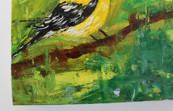 You are my golden bird - gold finch oil painting on stretched canvas - bird art - animal art