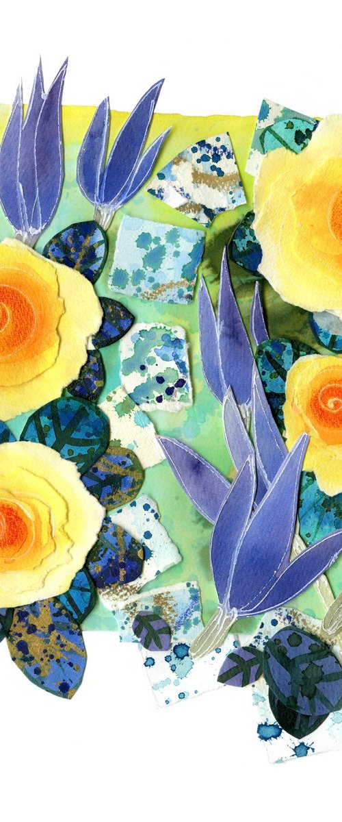 Yellow Roses, Blue Tulips by Nichola Campbell