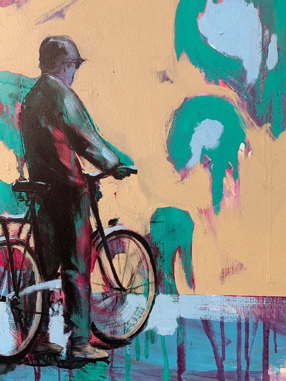 Bright cityscape - "Traffic light" - Pop Art - Street - City - Bike