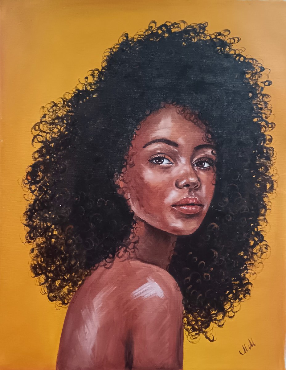Oil Painting , Afro Beauty - Oil Portrait By Mateja Marinko, 19 X 24, Artwork For Sale On Artfinder