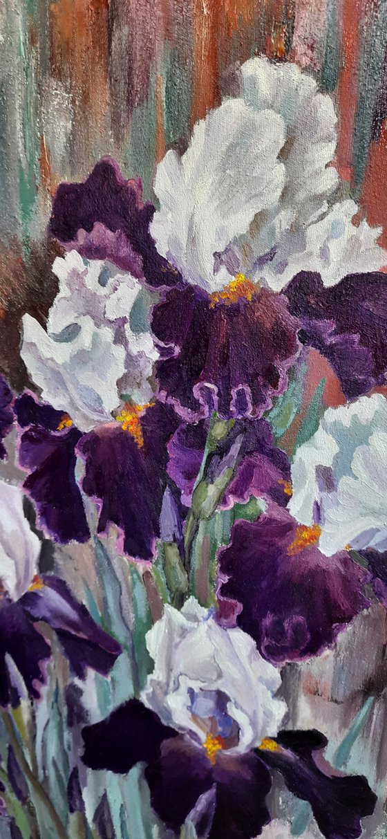 Bouquet of irises-Original  oil painting (2021)