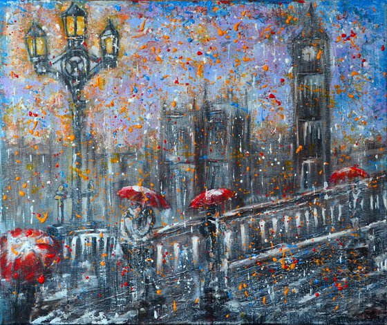 Rainy London - Ready to Hang Palette knife City