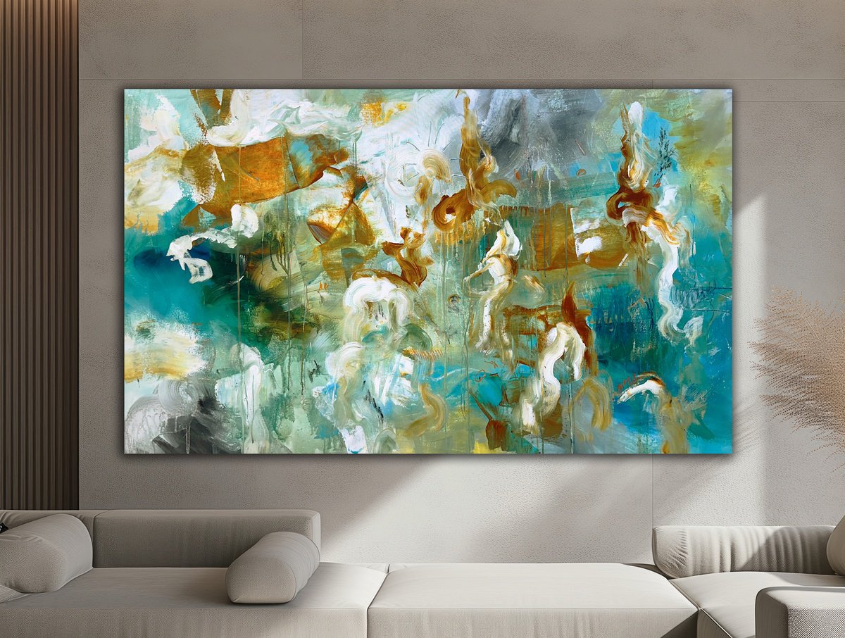 Abstract Acrylic Painting By Andrada Anghel, 60 X 36, Renaissance Drift, Original Artwork