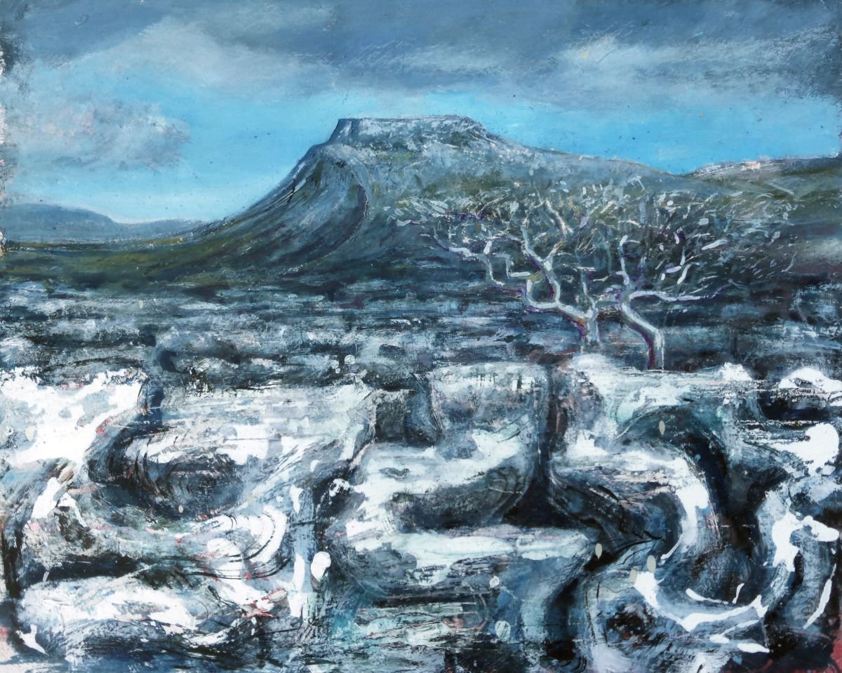 Expressive Landscape Oil Painting By John Sharp, 10 X 7, A Hill In Yorkshire, Original Artwork