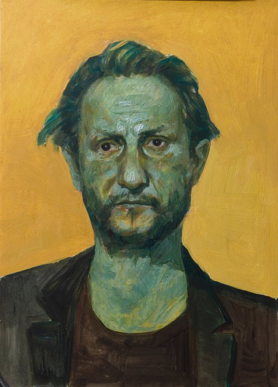 modern pop art portrait of a great actor: Benoit Poelvoorde