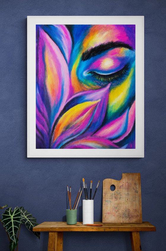 Astral Bloom — Oil Pastel Female eye