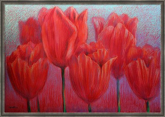 Red Tulips on Red