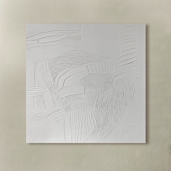 "Nulla 3" Abstract white high textured art