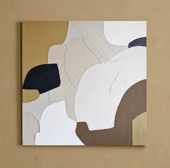 "Aura" Beige pastel brown abstract art